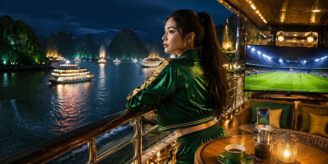 Người chơi trải nghiệm casino trực tuyến tại Hạ Long Bay bên ly cà phê sáng