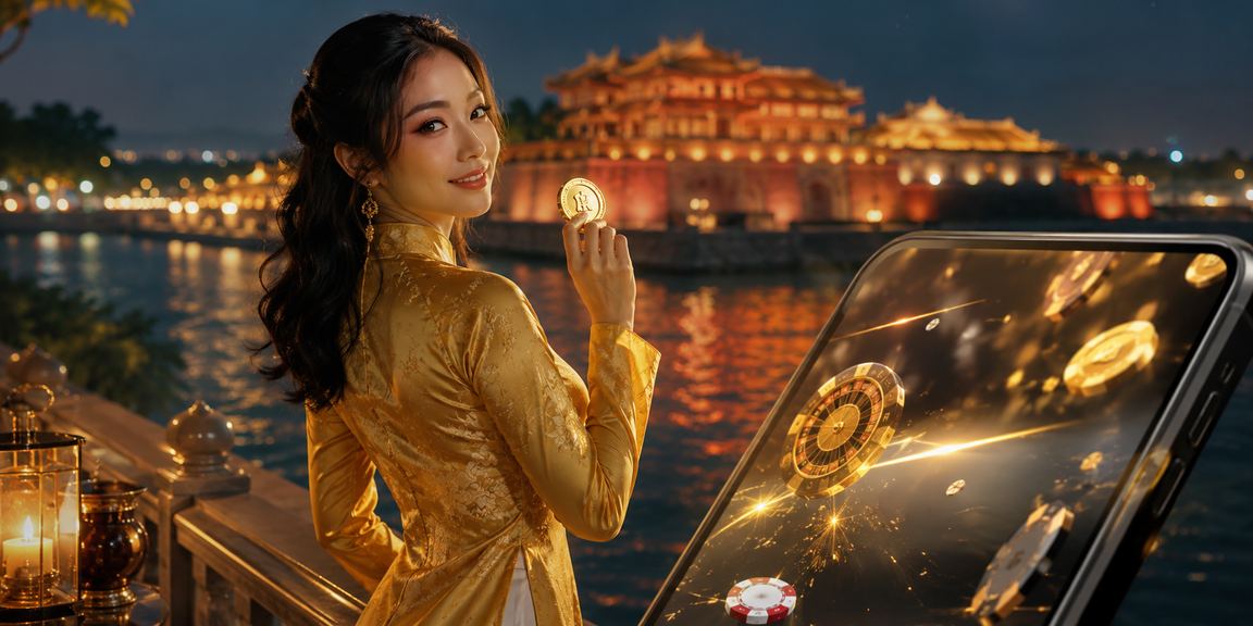 Phụ nữ Huế trong tà áo dài trải nghiệm casino trực tuyến và nhận tiền thưởng trên điện thoại